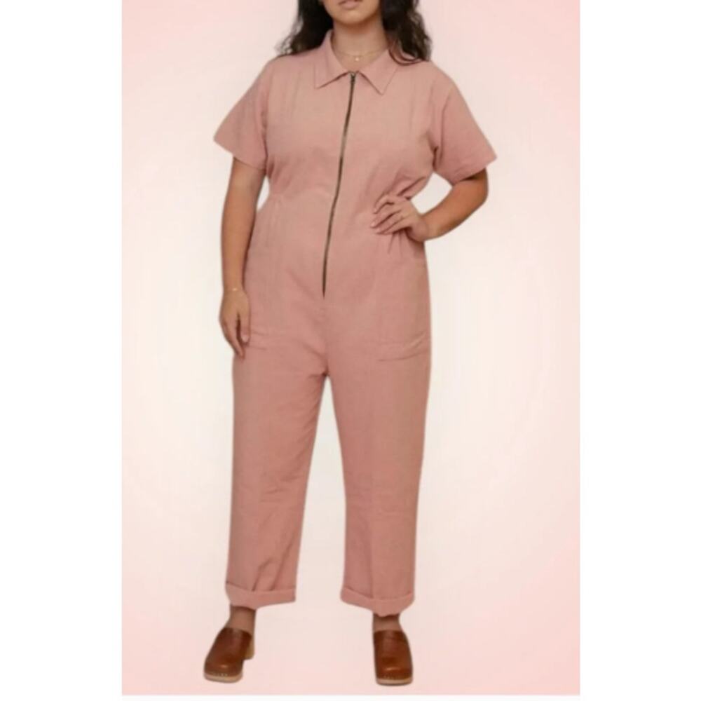 Noble Utility Suit Short Sleeve Front Zip Dusty Pink Size XS